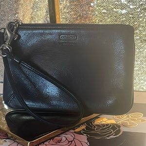 Coach Black Leather Wristlet